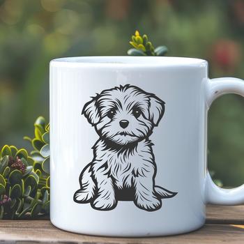 A high-quality vector graphic of a sitting Havanese breed.