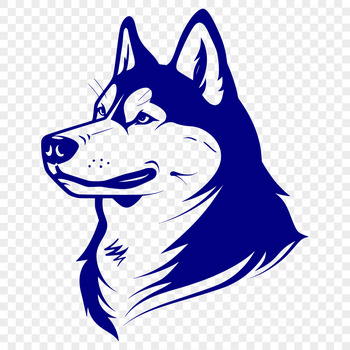 Close-up illustration of a Siberian Husky's head and face.