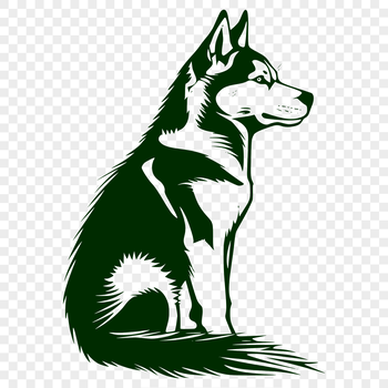 Vector illustration of a sitting husky dog with full body view