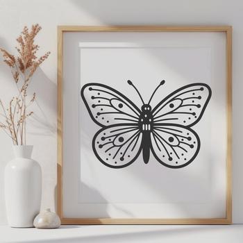 A colorful butterfly illustrated in full body format.