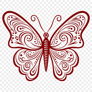 A colorful, full-body illustration of an ornate butterfly with intricate details.