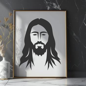 A vector illustration of the head of Jesus Christ in profile view.