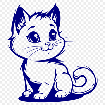 A full-body illustration of a sitting cat, suitable for use in vector graphics and digital design.
