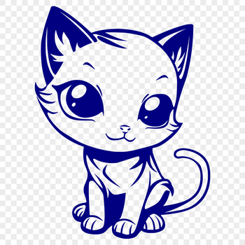 A cute full-body illustration of a sitting cat, suitable for vector design and commercial or personal use.
