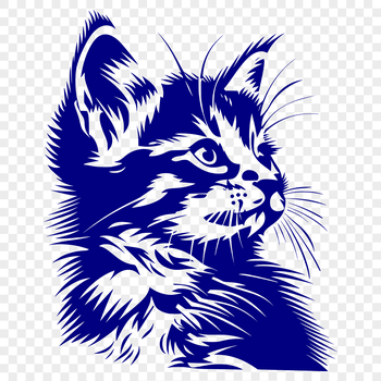 Vector illustration of a cute kitten's head, suitable for digital design and crafting projects.