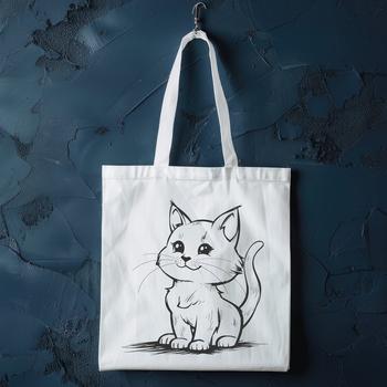 A small kitten sitting on its haunches, depicted in a simple yet recognizable vector style.