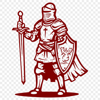 A medieval knight in full armor, suitable for vector art and design projects.