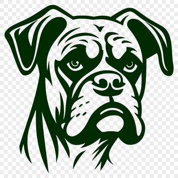 A high-quality digital illustration of a dog's head with distinct features, suitable for various design applications.