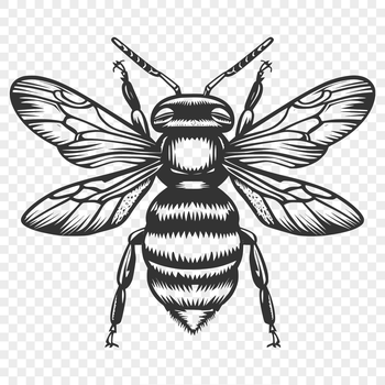 A colorful illustration of a full-body bee, suitable for gardening and craft projects.