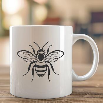 A detailed illustration of a bee in full body, depicted in a style suitable for graphic design.