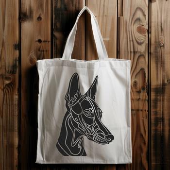 A realistic depiction of a Doberman Pinscher breed, ideal for use in digital designs and print media.