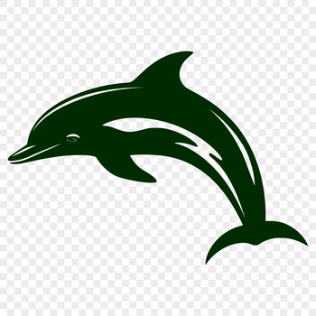 A detailed illustration of a dolphin from head to tail, suitable for various design applications.