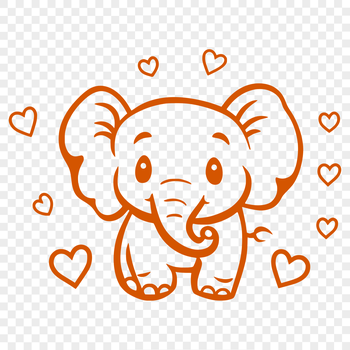 SVG illustration of an elephant with love hearts