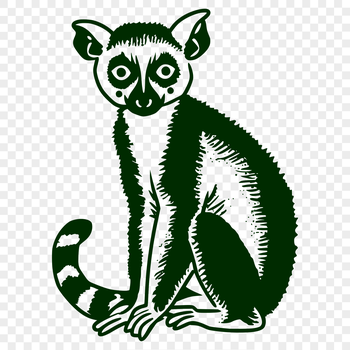 Full-body portrait of a lemur rendered as a precise, scalable graphic.