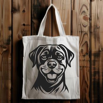 A vector illustration of a Rottweiler's head, suitable for printing or digital use.