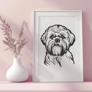 A detailed vector illustration of a Shih Tzu's head and face.