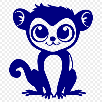A simple line drawing of a lemur in full body pose, suitable for use in vector design and cutting machine projects.