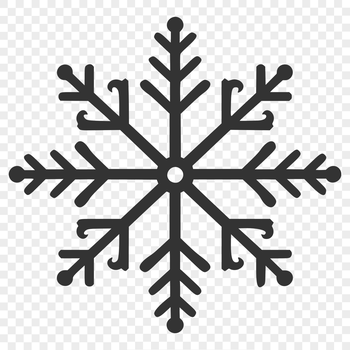 A simple line drawing of a delicate snowflake, perfect for winter designs and Christmas decorations.