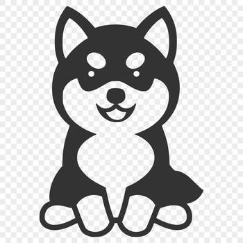 A high-quality vector illustration of a sitting Shiba Inu dog from the front.