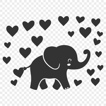A large mammal with a long trunk and floppy ears, designed as clip art for digital use.