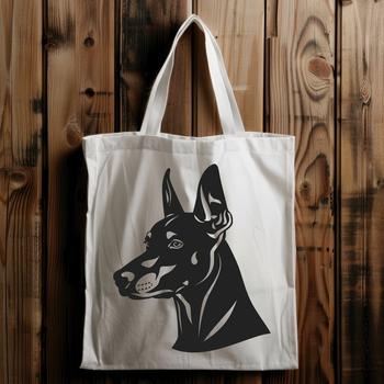 A realistic illustration of a Doberman Pinscher's head, suitable for vector design and cutting machine templates.