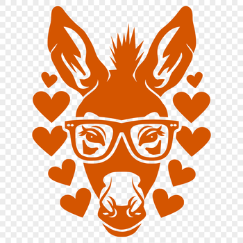 Artistic Donkey Wearing Glasses SVG