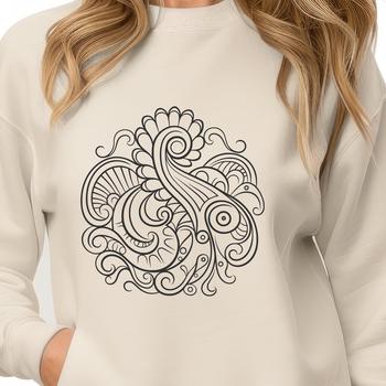 A stylized, ornate paisley shape design for use in graphic design projects.
