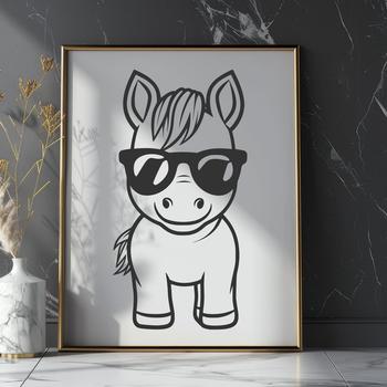 Creative Horse Wearing Sunglasses - Free DXF Download