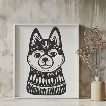 Vector image of a dog, specifically a Husky breed, suitable for digital art.