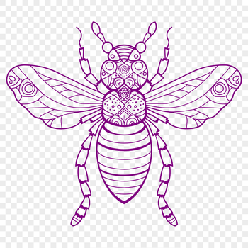 A detailed vector illustration of a bee with intricate details suitable for gardening or craft projects.