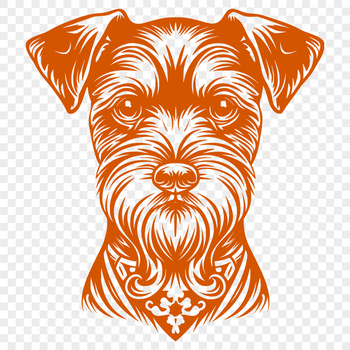 A digital illustration of a small dog breed known as the Miniature Schnauzer.