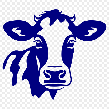 A detailed illustration of a cow's head, suitable for use in vector graphics designs.