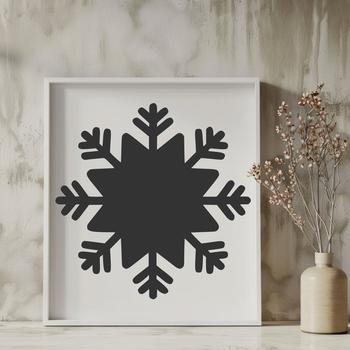 A delicate, intricately designed snowflake in a clean silhouette, perfect for winter and Christmas designs.