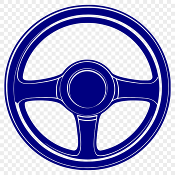 A detailed illustration of a vehicle steering wheel, suitable for vector graphics and design purposes.