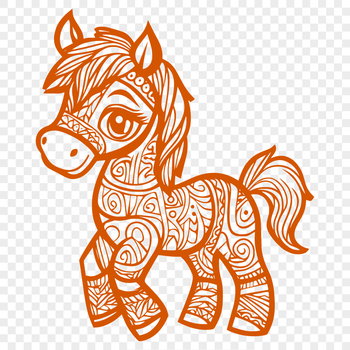 A full-body vector illustration of a horse suitable for digital cutting machines like Cricut or laser cutters.