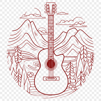 A detailed illustration of a guitar, ideal for vector design and cutting machine projects.