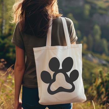 A detailed illustration of an animal's paw print in black outline on a white background.