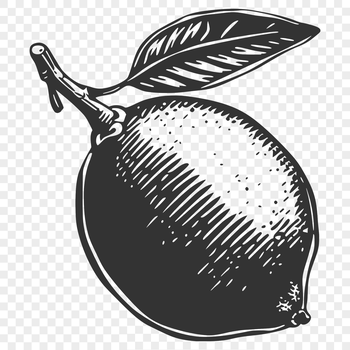 A digital illustration of a lemon fruit with detailed texture and color.