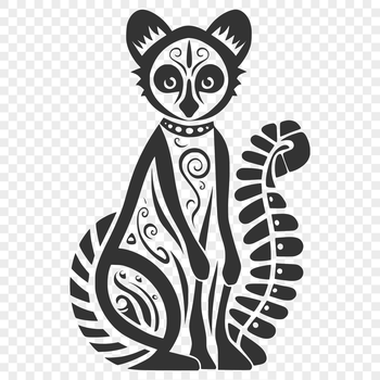 A detailed illustration of a lemur's full body, created as a vector graphic.