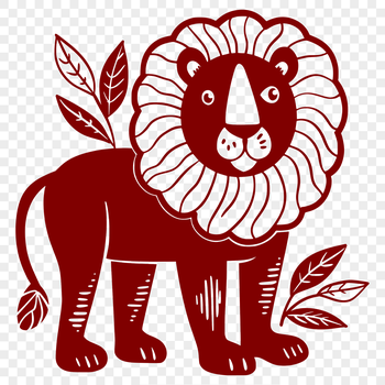 A detailed illustration of a lion in its natural standing position, suitable for graphic design and digital art.