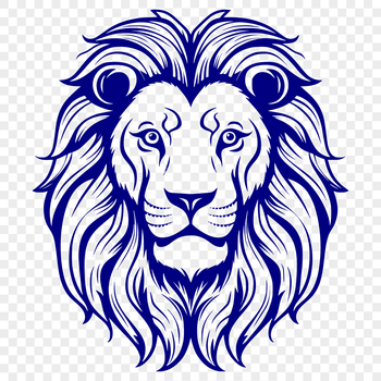 A illustration of a lion's head in a simplified design style.
