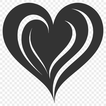 A simple geometric shape with curved lines forming the outline of a heart.