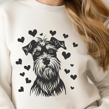 A detailed vector illustration of a miniature dog's head, featuring adorable facial features.