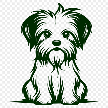 A cute sitting dog with a full body illustration of a Morkie breed in vector format.