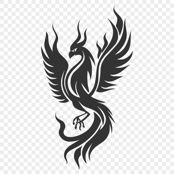 A mythical creature with vibrant plumage and fiery aura, represented as a detailed vector graphic.