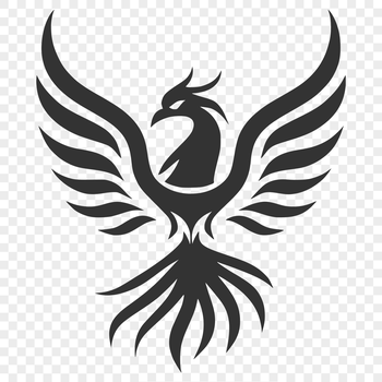 Mythical full-body pheonix design made from vector art.