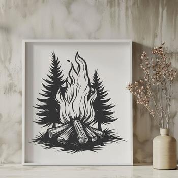 A digital illustration of flames from a camp fire in a vector format.