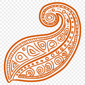 A stylized paisley shape with ornate details, suitable for vector design projects.