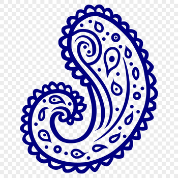An ornate paisley shape used as a design embellishment in vector art.