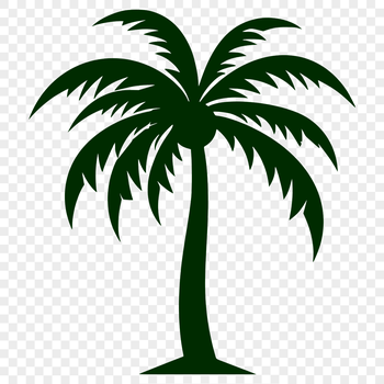 Nautical-themed cruise ship silhouette under palm tree